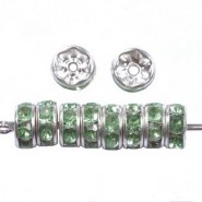 Strass rondellen 8mm Zilver - Cristal Groen